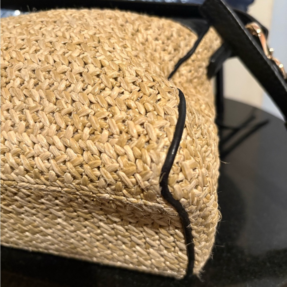 kate spade Black Leather & Straw Shoulder/Crossbody Bag - Picture 4 of 8